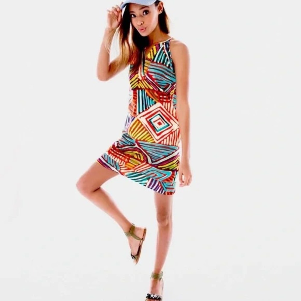 J.Crew Collection Geo Brushstroke Dress Sz 8 Geometric Multicolor Cotton Mini